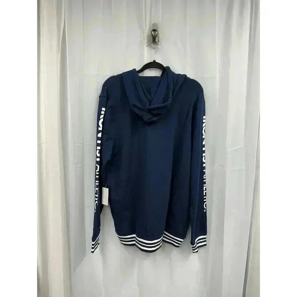 NWT Iron Fist Athletics Large Navy Blue Full Zip Mens Hoodie Striped Gym Workout - Picture 4 of 7